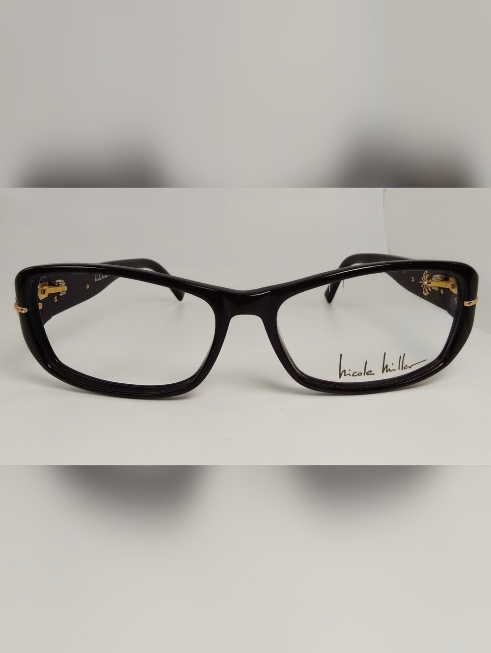Nicole Miller Deep pearl Purple Women's Designer Eyeglass Frames Gold Accents